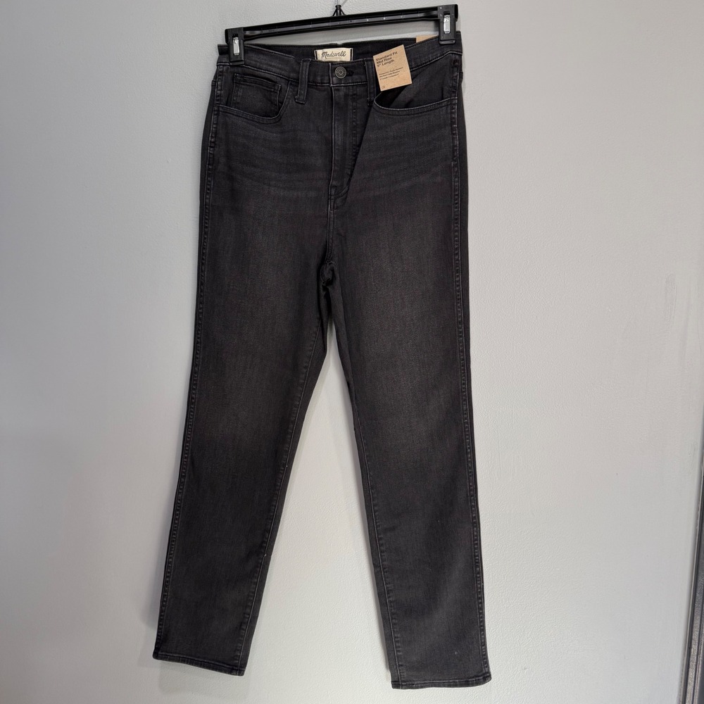 Madewell High Rise Slim Straight Jeans Black Wash Size 27 W 5 inch Length